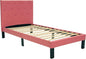 Poundex PU Upholstered Platform Bed, Twin, Pink