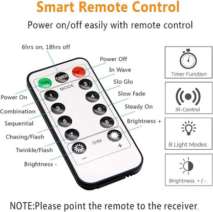 Battery Operated String Lights, 2 Pack With Remote Timer - 8 Modes Waterproof Lights for Bedroom, Garden, Party, Xmas Tree Indoor Outdoor Decorations (Orange, 36)