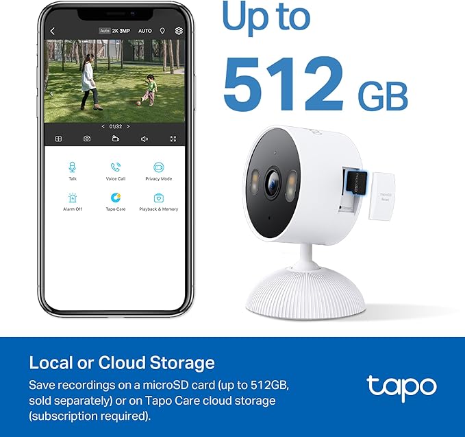 Tapo 2K 3MP Indoor/Outdoor Security Camera - Free Person/Motion/Baby Cry Detection, Color Night Vision, IP65 Weatherproof, SD/Cloud Storage, Works w/Alexa & Google Home, HybridCam (2-Pack)-Mewly Pet