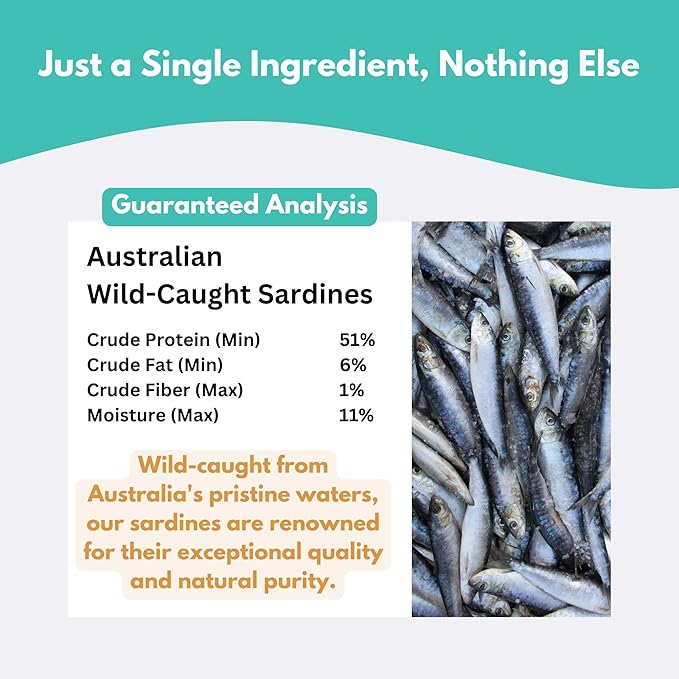 ALFIE'S TREATOS Sardines for Dogs & Cats (10.6 oz, 4x2.65 oz), Bulk Bundle, Air-Dried Fish Dog Treats, Omega-3 Food Topper, Single Ingredient, Australian Wild-Caught, Freeze-Dried Alternative-Mewly Pet