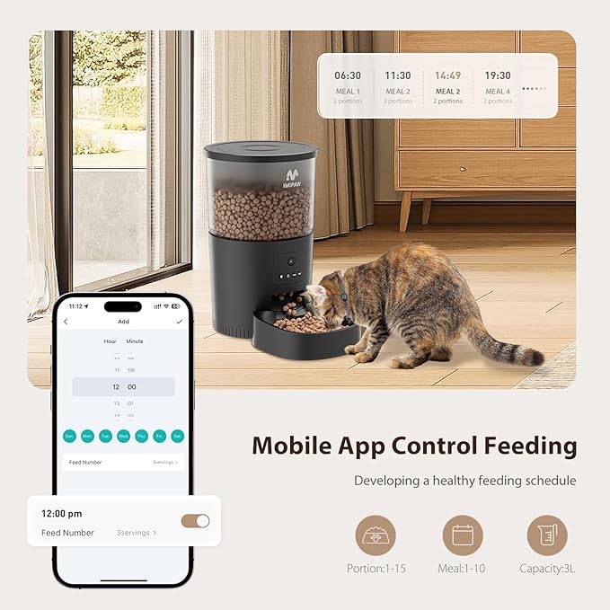 Automatic Cat Feeder with Camera, 1080P HD AI Pet Recognition Recording, 5G WiFi APP Remote Control, Timed Programmable Food Dispenser, Two-Way Audio, with Night Vision Function and Desiccant-Mewly Pet