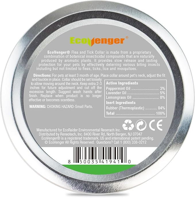 EcoVenger Flea & Tick Collar Repellent 2-Pack Green, Fits Both Dogs & Cats, Built-in Pant-Based Formula Strong Repellency Slow Release, Lasting Deterrence and Protection, Pleasant Aroma, Waterproof-Mewly Pet