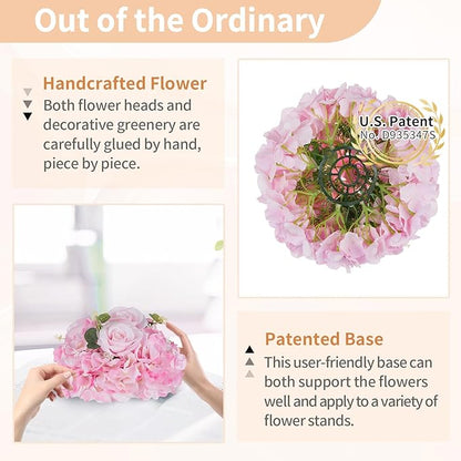 NUPTIO Flower Balls Flowers for Centerpieces: 2 Pcs 11.8 inch Diam Pink Artificial Rose Fake Flower Ball Arrangement Bouquet Wedding Centerpieces for Tables Wedding Centerpiece Decorations