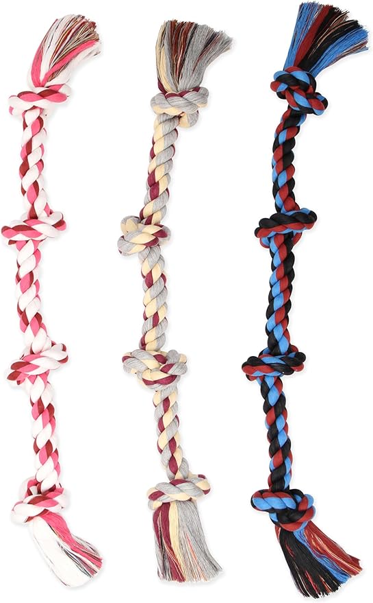 Mammoth Flossy Chews Color Rope Tug – Premium Cotton-Poly Tug Toy for Dogs – Interactive Dog Rope Toy – Tug Dog Chew Toy-Mewly Pet