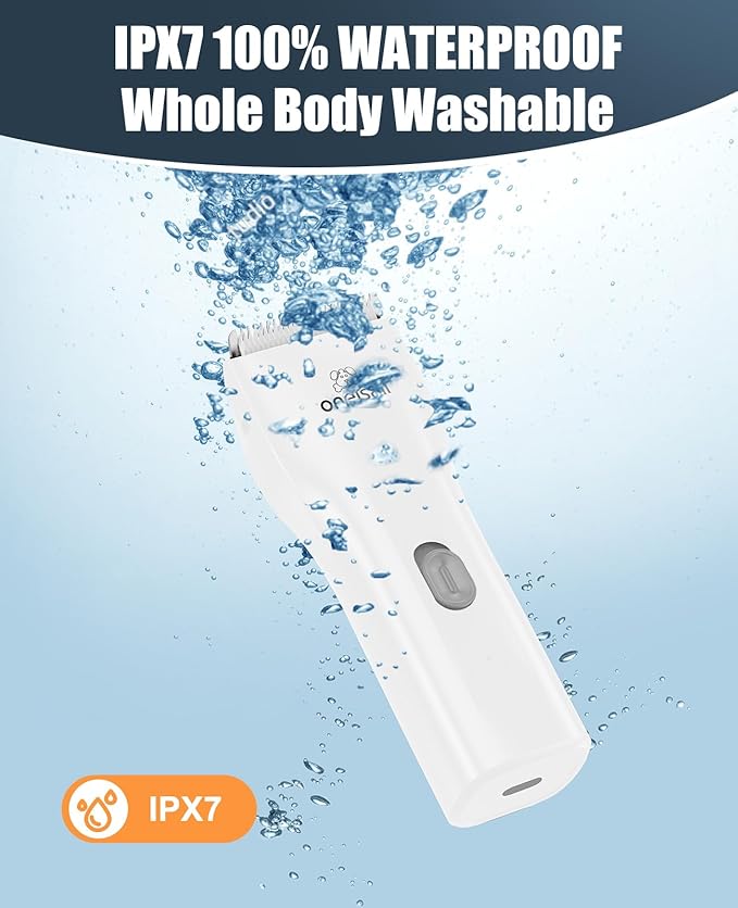 oneisall Pet Clipper for Cat Matted Hair, Pet Shaver for Cats Quiet Pet Clippers Waterproof Cordless Cat Clippers for Matted Hair Long Hair with Storage Bag (White)-Mewly Pet