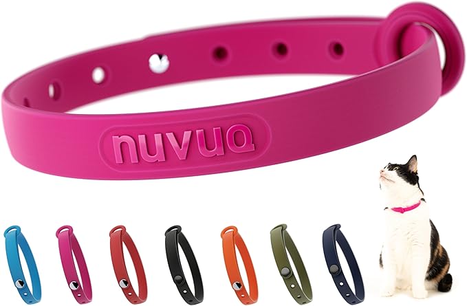 Breakaway Cat Collar - Soft, Comfortable, and Lightweight Safety Buckle Collar with Name Tag Ring for Outdoor Cats and Sensitive Skin Kittens by Nuvuq (6 ⅞" to 10 ¼", Pink)-Mewly Pet