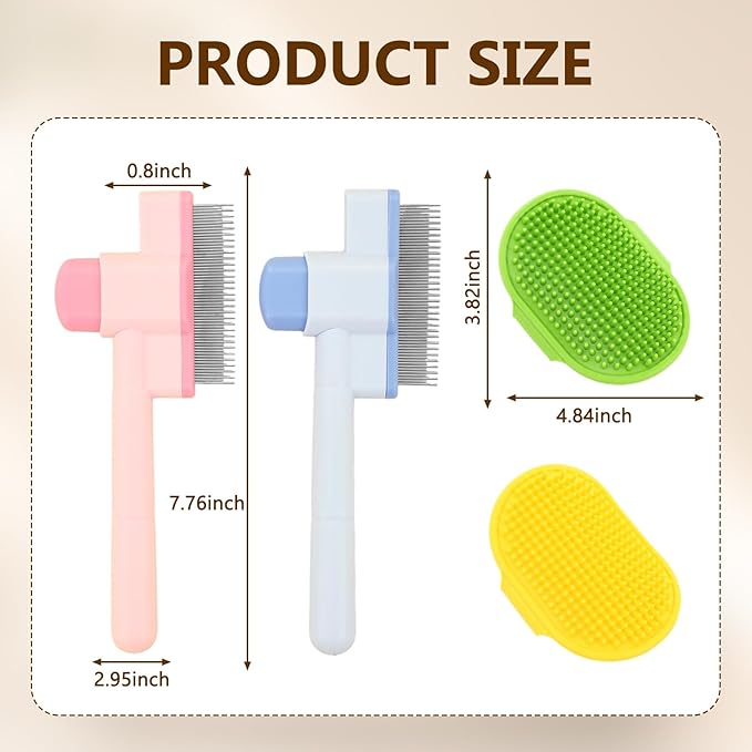 Cat Comb, Cat Grooming Brush, Self-Cleaning Flea Comb, Multi-Functional Pet Comb,Suitable for Pet Massage, Cleaning And Hair Removal-Mewly Pet