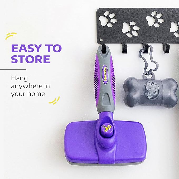 Hertzko Dog Slicker Brush and Dog Hair Remover - Self-Cleaning Brush for Cats and Dogs - Pet Hair Remover Brush for Fur - Gently Removes Mats, Tangles, and Loose Hair - Ideal for Home Use-Mewly Pet