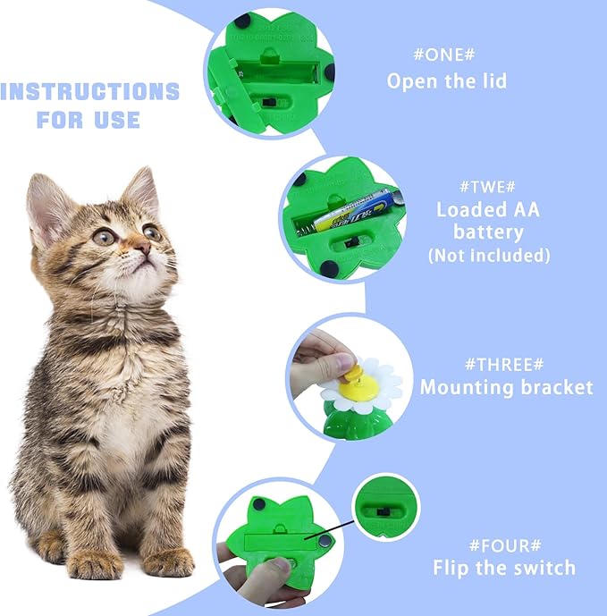 Yisquar Electric Bird & Butterfly Teasing Cat Toy 2PCS Interactive Bird Toy for Cats Interactive Cat Toys Automatic Electric Butterfly 360°Rotating Kitten Toys Fun Flying Birds Cats Play Chase-Mewly Pet