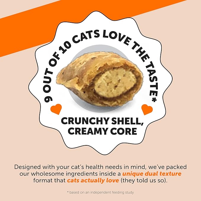 Cat Hip & Joint Health Crunchy & Creamy Chews - Cat Joint Support Supplement with Glucosamine, Health Supplies & Hip Support for Indoor & Outdoor Cats (Chicken 30-Day Supply)-Mewly Pet