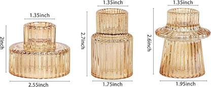 Vixdonos Taper Glass Candlestick Holders Tealight Candle Holders for Table Centerpieces, Wedding Decor and Dinner Party (6 Pcs, Gold)