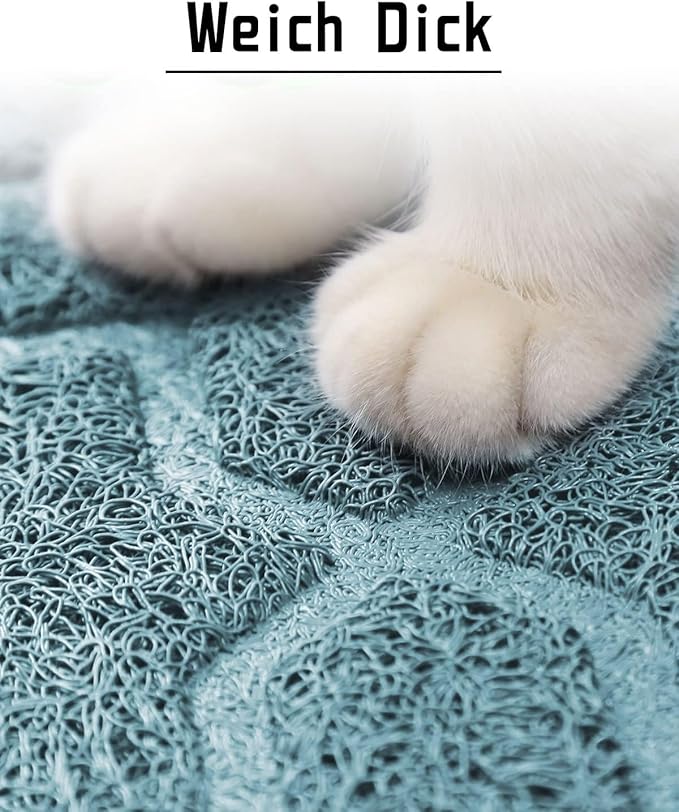 Yimobra Cat Litter Mat, 35.4"x23.6" Litter Box Mat with Litter Lock Mesh, Soft Cat Litter Mat Litter Trapping Mat, Easy to Clean, Non-Slip, Water Resistant, Litter Free Floors, Tea Blue-Mewly Pet