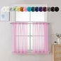 Chyhomenyc Pink Curtains Over Sink 36 Inch Length 2 Panels, Light Filtering Short Rod Pocket Voile Sheer Drapes for Bathroom Living Room Small Windows, Each 42W x 36L inches