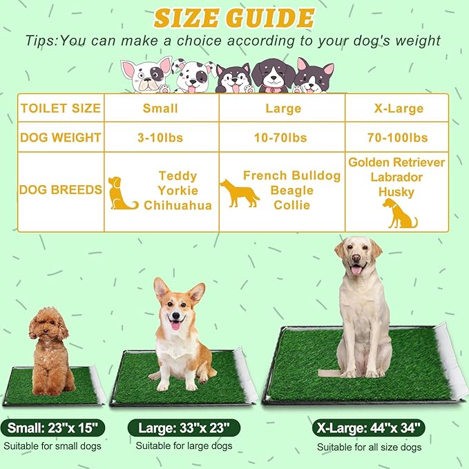 MEEXPAWS XL Dog Grass Pad With Tray - Artificial Potty for Balcony, New Generation Instant-Penetration, Litter Box With Hemmed Edge, Disposable Pee Pad-Mewly Pet