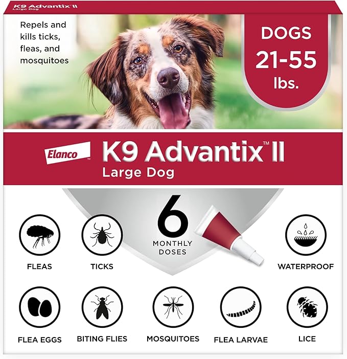K9 Advantix II Large Dog Vet-Recommended Flea, Tick & Mosquito Treatment & Prevention | Dogs 21 - 55 lbs. | 6-Mo Supply-Mewly Pet