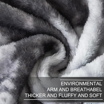 Richave Fuzzy Blanket for Couch - Tie Dye Grey,Premium Lightweight Anti-Static, Cozy and Furry Faux Fur, Reversible Throw Blankets for Sofa and Bed, 50x60 Inches,Tie Dye Grey