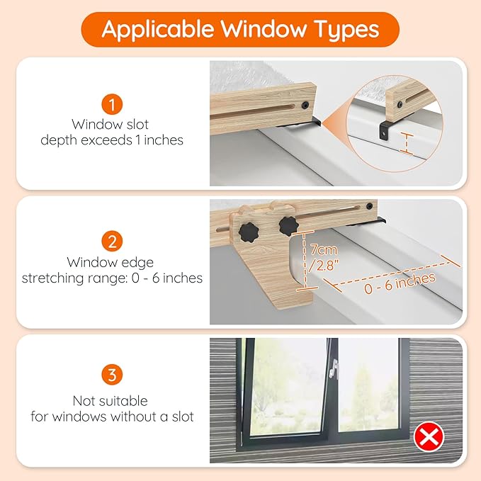 HOOBRO Cat Window Perch, Set of 2, Cat Window Hammock with Support Legs, Cat Hammocks for Indoor Use, Cat Beds with Soft Plush for Window and Floor, Natural NL44CS03-Mewly Pet