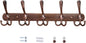 Dseap Wall Mounted Coat Rack - 5 Tri Hooks, Heavy Duty, Stainless Steel, Metal Coat Hook Rail for Coat Hat Towel Purse Robes Mudroom Bathroom Entryway,Antique Copper