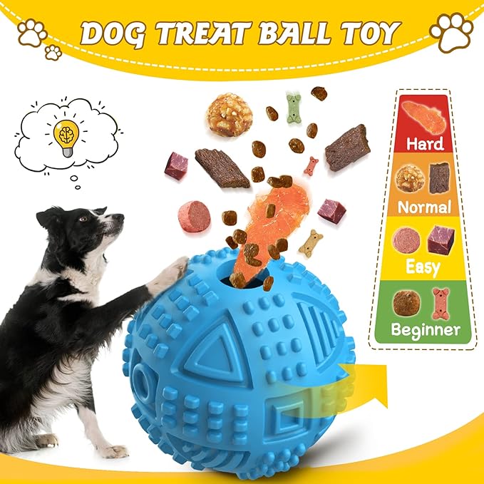 LEGEND SANDY Dog Balls Treat Dispensing Dog Toys for Aggressive Chewers Large Breed, Nearly Indestructible Squeaky Puppy Chew Toys for LargeBreeds, Natural Rubber Doggie Puzzle Toys, Pet Treat Ball-Mewly Pet