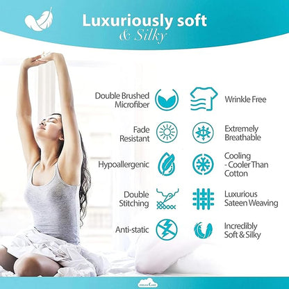 DREAMCARE Queen Size Sheets - Cooling Bed Sheets - 4pcs Set - up to 15" Deep Pocket Queen Sheet Set - Sheets Queen Size Bed - Soft & Long Lasting 100% Fine Brushed Polyester with Side Pocket - DGray
