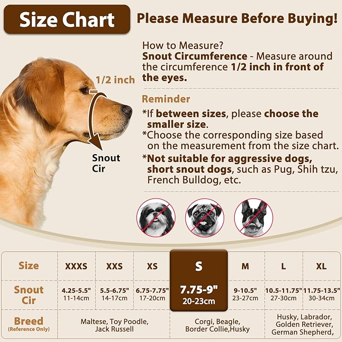 Crazy Felix Nylon Dog Muzzle for Small Medium Large Dogs Dachshund Beagle Poodle Labrador, Air Mesh Breathable and Drinkable Pet Mouth Guard for Anti-Biting Chewing Scavenging(S, Grey)-Mewly Pet