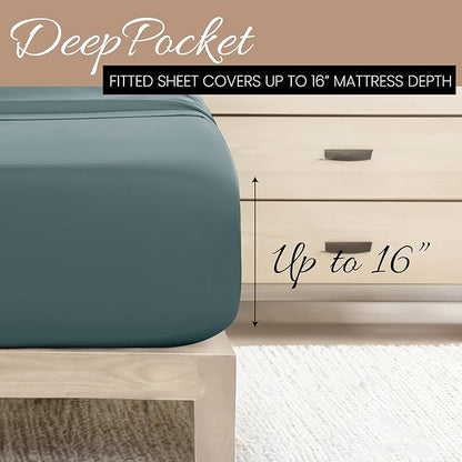 Linen Market Bed Sheets for Queen Size Bed (Ocean) - Sleep Better Than Ever with These Soft and Cooling Queen Sheets - Deep Pocket Fits 16" Thick Beds - 4 Piece Sheet Set