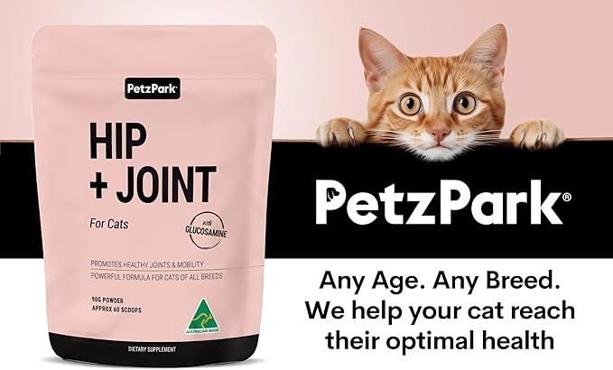 Hip and Joint Supplement for Cats - Glucosamine, Chondroitin, MSM for Joint Hip Care, Arthritis Pain Relief, Mobility Support, Cartilage Health, Inflammation Reduction - Senior Cat Support, 60 Scoops-Mewly Pet
