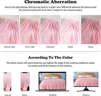 NEWCOSPLAY Super Soft Twin Blanket Pink Premium Silky Flannel Fleece Leaves Pattern Lightweight Bed Blanket All Season Use (Pink, Twin(60"x80"))