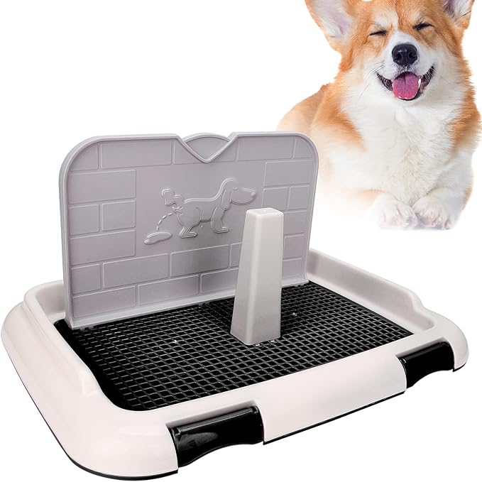 Indoor Dog Potty Tray - Miniature Poodle Pad Holder, Anti-Slide Plastic Potty for Small & Medium Dogs (Black)-Mewly Pet