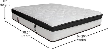 Flash Furniture Capri Comfortable Sleep 12 Inch CertiPUR-US Certified Memory Foam & Pocket Spring Mattress, Full Mattress in a Box White