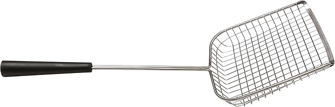 Sand Dipper Cat Poop Scooper & Chicken Poop Scooper - Rugged Big 6" Square Stainless Steel Long Handle for Home Kitty Litter Scoop & Farm Chicken Compatible Coop Scooper (Scoop)-Mewly Pet