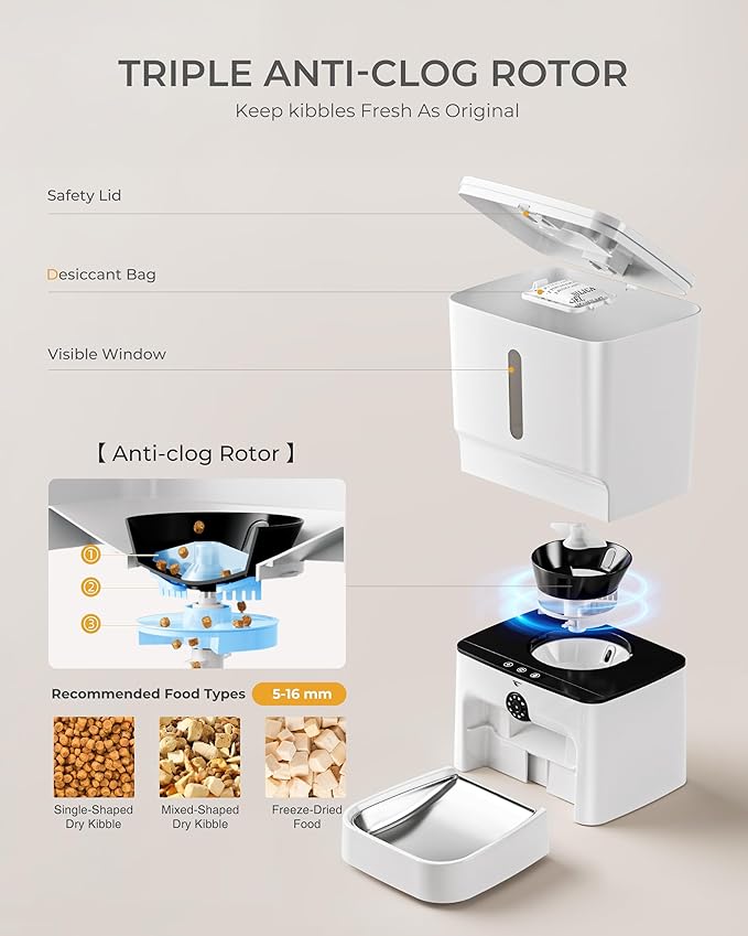 Automatic Cat Feeder with Camera, 7L Timed Dog Feeders, Adjustable Camera, 1080P HD Night Vision, Automatic Dog Feeder, 5G WiFi Cat Food Dispenser with 2-Way Audio, Low Food & Motion Alerts-Mewly Pet