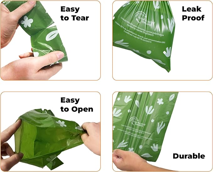 Best Pet Supplies Poop Bags for Dogs, 50% Post-Consumer Recycled Content dog waste bags on rolls, fits all poop bag holders for leashes - 600 Count, Green, Lavender Scented-Mewly Pet