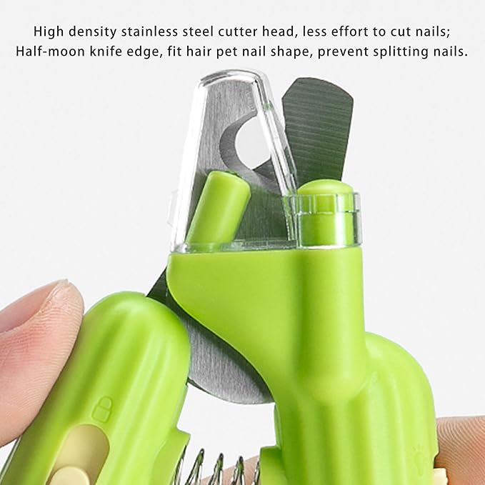 Cactus Shaped Cat Nail Clippers - Durable, Ergonomic Pet Grooming Tool for Cats & Kittens - Safe, Sharp, and Comfortable Claw Trimmer(Green)-Mewly Pet