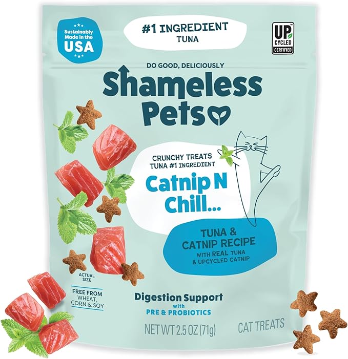 Shameless Pets Crunchy Cat Treats - Catnip Treats for Cats with Digestive Support, Kitten Treats with Real Ingredients, Natural & Healthy Flavored Feline Snacks - Fintastic Catnip, 1-Pk-Mewly Pet