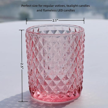 Woho 24pcs Pink Votive Candle Holders, Tealight Candle Holder for Wedding Table Decor, Tea Lights Candle Holder for Anniversary Bridal Shower