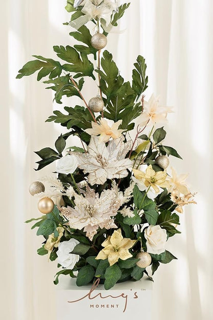 Ling's moment 41" Tall Free Standing Artificial Flowers Arrangements 2 pcs Wedding Arch Altar Stage Decorations Champagne Christmas for Ceremony Reception Rose Floral Party Outdoor Centerpieces Decor