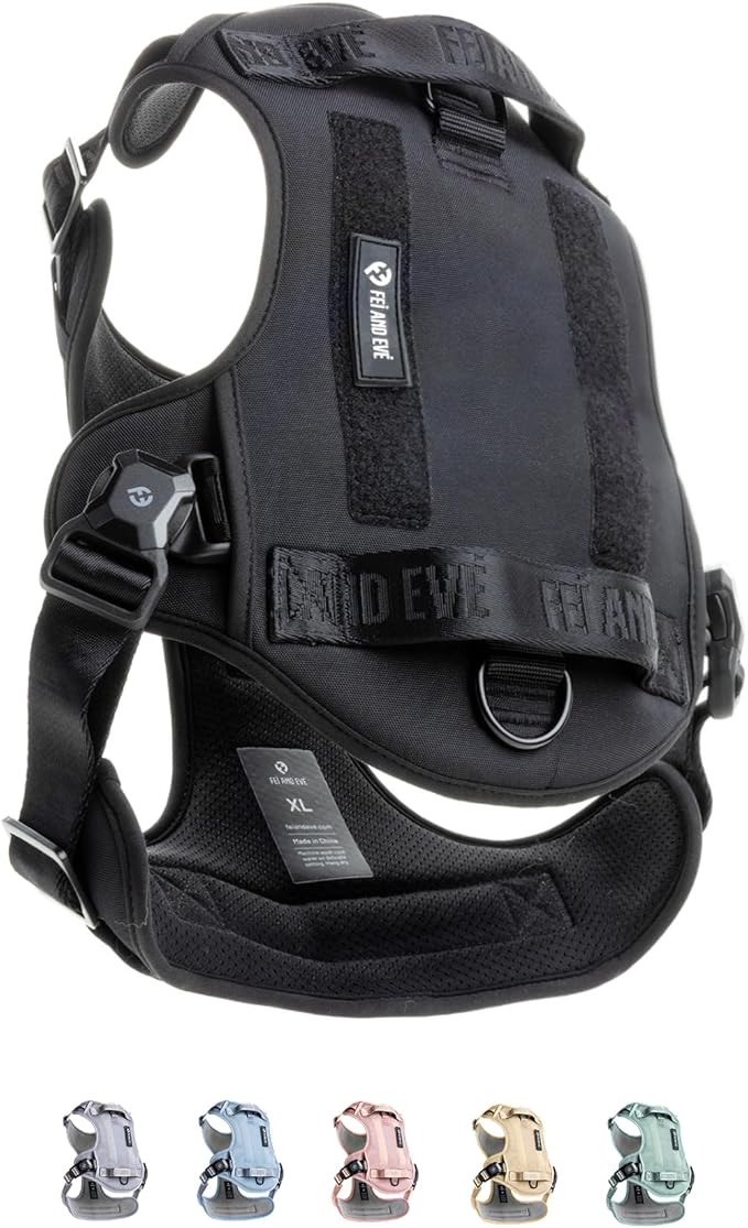 2025 New Edition, Fei & Eve MagEase Dog Harness - 3-Second Magnetic Buckles | 3-Point No-Pull Control | Heavy-Duty 900D Nylon | Dual Safety Handles | Breathable Mesh | Adjustable Fit | Large,Black-Mewly Pet
