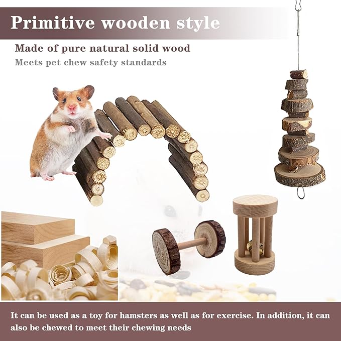 Hamster Toys Set,Guinea Pig Toys Small Animal Chewing Toy and Rat Cage Accessories, 16 Different,Hamster Small Animal Hideout ,Chinchillas, Gerbils, Rats, Rodents Teeth Care,Natural Molar Tools-Mewly Pet