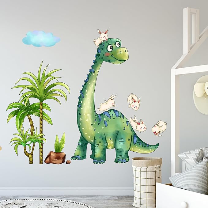 Cartoon Dinosaur Wall Stickers Decals Kid Room Nursery Baby Bedroom Décor (Cute Dinosaur Rabbit)