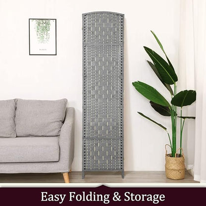 Rose Home Fashion 6 ft Tall Room Divider, Room Dividers and Folding Privacy Screens, 15.7in Privacy Screen 8 Panel Partition Temporary Wall Separation for Private, Grey