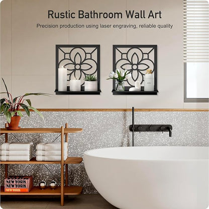 Abstract Candle Wall Holder, Pastoral Bathroom Wall Art for Living Room Bedroom Bathroom (2 Pack 11.8 x 13 in)