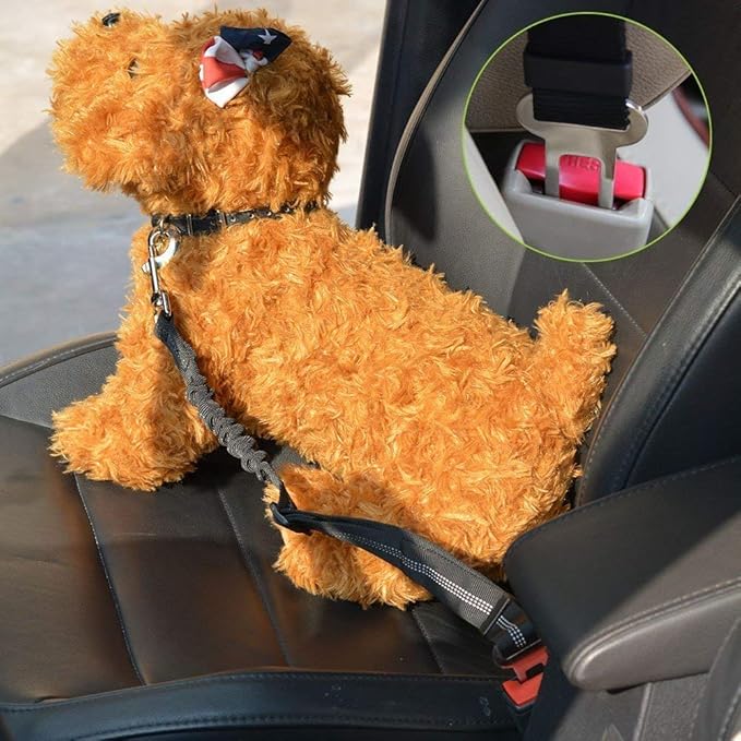 SlowTon Dog Seat Belt Harness for Car, Dog Car Harness Adjustable Mesh Breathable & Dog Seatbelt Safety Tether with Elastic Bungee for Small Medium Large Pets(Blue, Single Clip, XS)-Mewly Pet