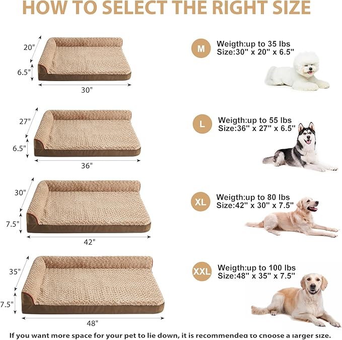 BFPETHOME Orthopedic Dog Beds for Large Dogs-Waterproof Sofa Dog Bed with Removable Washable Cover, Large Pet Bed with Waterproof Lining and Nonskid Bottom, Pet Bed for Dogs-Mewly Pet
