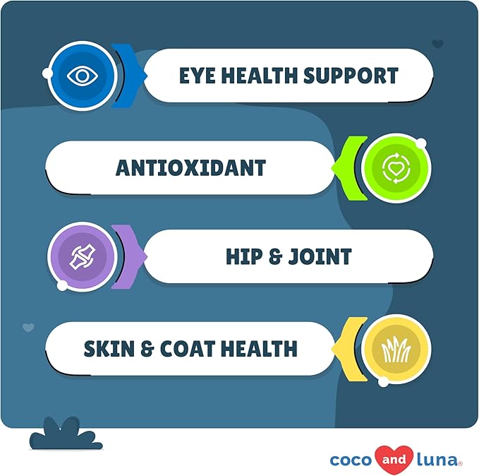 Eye Support for Dogs - 120 Chewable Tablets - Supplements for Vision, Eye Vitamins for Dogs, with Cod Liver Oil Antioxidant, Omega 3 EPA and DHA Fatty Acids.-Mewly Pet