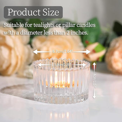 24 pcs Large Tea Light Holders, Clear Glass Candle Holders, Votive Candle Holders for Table Centerpiece Wedding Table Decor(1.57" H 2.64" D)