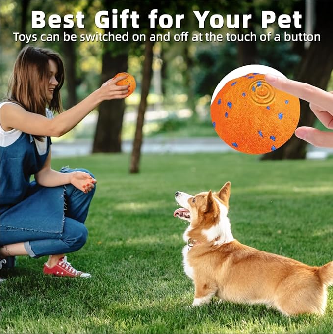 Interactive Dog Toys Ball, Automatic Moving, Bouncing Chew Toys, E-TPU Material, Suitable for Large and Medium-Sized Dogs, Used for Boredom Relief and Daily Training, USB Rechargeable-Mewly Pet