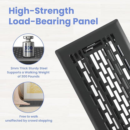 4x14 Inches Heavy Duty Walkable Floor Register - Easy Adjust Air Supply Lever Decorative Floor Vent Covers, Boston Design Vent Covers for Home - Matte Black