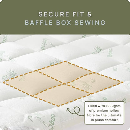 Cooling Mattress Topper - Twin XL Size | Plush Pad Mattress Topper for Back Pain Relief, 8-21" Deep Pocket | Viscose Made from Bamboo Pillow Top | Bedroom Essentials