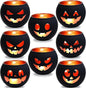 Set of 8 Halloween Candle Holder, Tealight Grimace Holder, Black Votive Candlesticks for Table Centerpieces Party Decoration